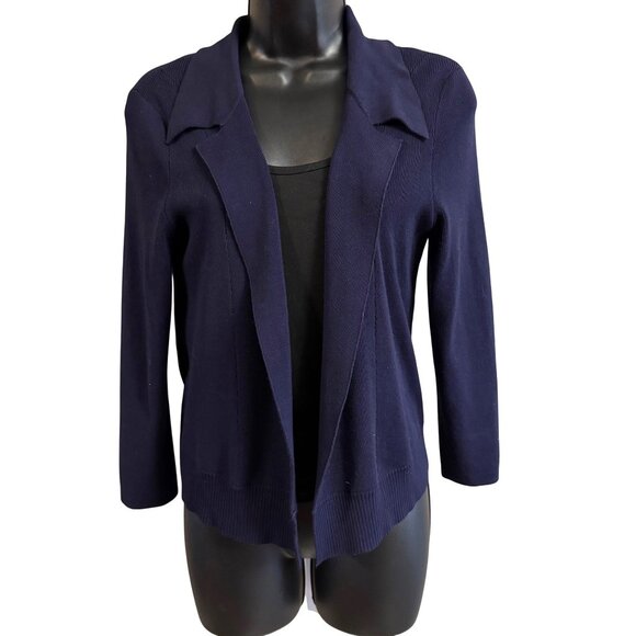 Moth Sweater Anthropolgie S Navy Knit Cardigan  Notched Collar Stretch - Picture 1 of 7